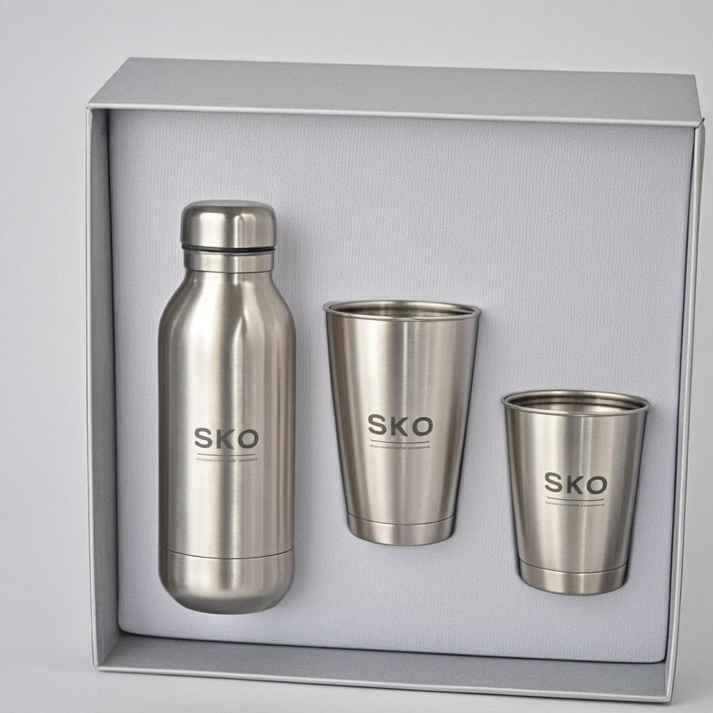 Branded Stainless Steel Bottle & Tumbler Set